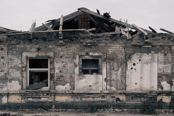 destroyed building in a city lost in the war in Ukraine