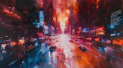 Obraz premium Cityscape at Night with Neon Lights