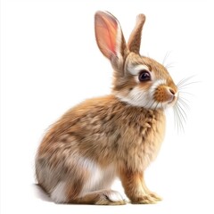 Fototapeta premium Brown and White Rabbit Sitting on Top of White Floor