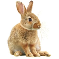Fototapeta premium Small Brown Rabbit Sitting on Top of White Floor