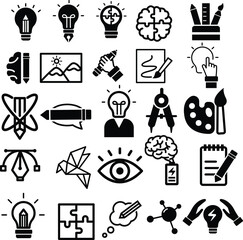 Idea Icon | Creative Ideas | Thinking Icons | Bright Idea Monogram | Knowledge | Creation | Innovation | Unique Experiment | Original Illustration | Stencil  Cutfile | Digital Artwork | Clipart Images