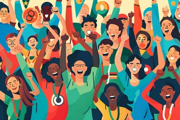 Happy Olympic games fans cheering Generative Ai