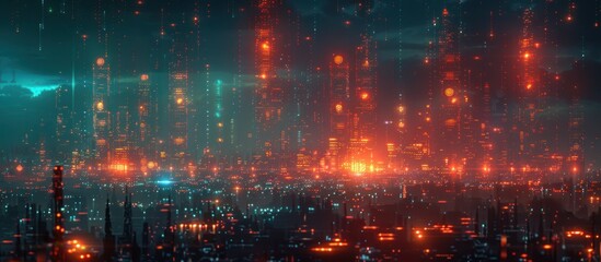 Obraz premium Futuristic Cityscape with Glowing Lights