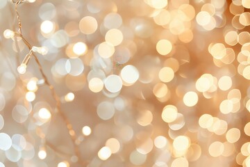 Obraz premium Softfocus bokeh lights on a muted champagne background, elegant and light