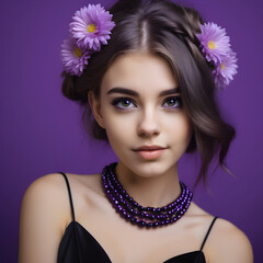 Naklejka premium portrait of a woman with a flower wreath in her hair