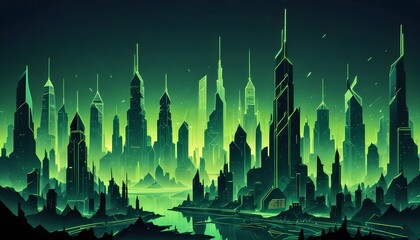 Clear Plain Shiny Warm Soft Vintage Bokeh Cloudy Wave Like Geometric Green Background or Texture