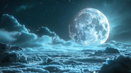 Full Moon Over Snowy Landscape