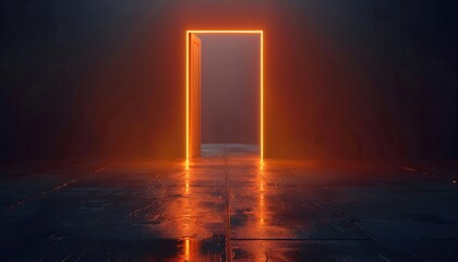 Abstract dark tunnel with neon light. 3D rendering. Futuristic background