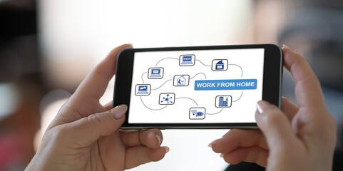 Work from home concept on a smartphone