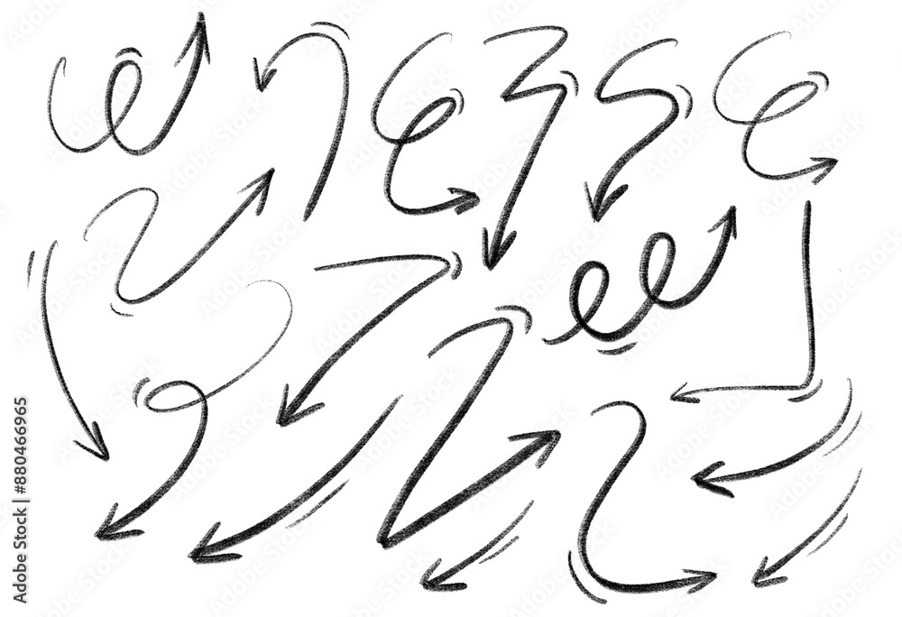 Aufkleber set of hand-drawn arrows, circles and lines. collection of hand drawn arrows on a transparent backgr