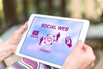 Social web concept on a tablet
