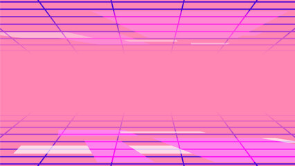 Pink Futuristic Cyberspace Grid with Perspective Glitch effect Background