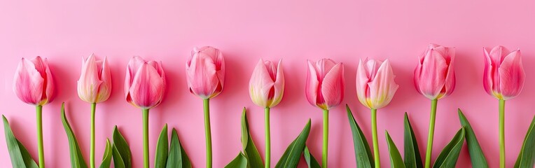 Naklejka premium Spring Elegance Fresh Pink Tulips on Pastel Background