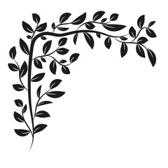 Abstract silhouette frame of a stylized tree branch.