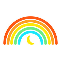 Colorful Rainbow with Crescent Moon