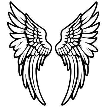 recommend clip art: angel wings sketches hand drawn line illustration, transparent background