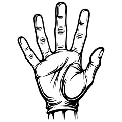 Black cartoon hands isolated hand drawn line illustration, transparent background