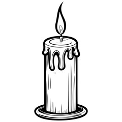candle ink hand drawn line illustration, transparent background