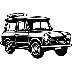 cartoon car hand drawn line illustration, transparent background