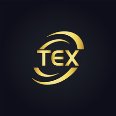 TEX logo. T E X design. White TEX letter. TEX, T E X letter logo design. T E X letter logo design in GOLD, GOLDEN LOGO, THREE, style. letter logo set in one artboard. T E X letter logo vector design.