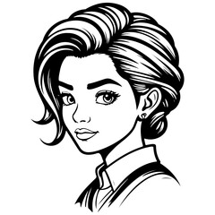 cartoon hair ink hand drawn line illustration, transparent background