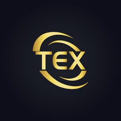 TEX logo. T E X design. White TEX letter. TEX, T E X letter logo design. T E X letter logo design in GOLD, GOLDEN LOGO, THREE, style. letter logo set in one artboard. T E X letter logo vector design.