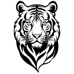 Drawing tiger drawing, vector realistic outline line, transpiderarent background