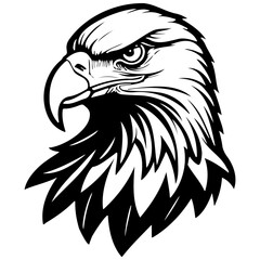 eagle logo drawing, outline cartoon line, vector engraving with transparent background