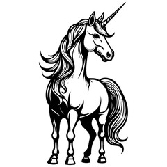 Engrave unicorn sketches hand drawn line illustration, transpiderarent background