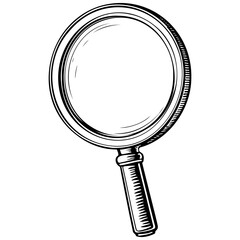 Line magnifying glass drawing, line head, line art black realistic sketches painting