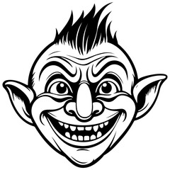 troll face isolated hand drawn line illustration, transpiderarent background