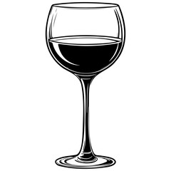 wine glass hand drawn line illustration, transpiderarent background