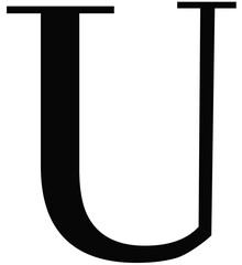 Black alphabet letter U