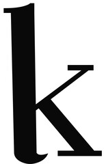 Black lowercase letter k