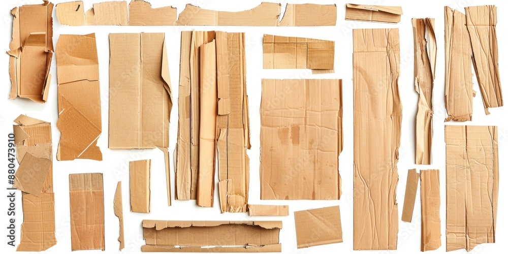 Poster a collection of cardboard boxes on a plain white surface