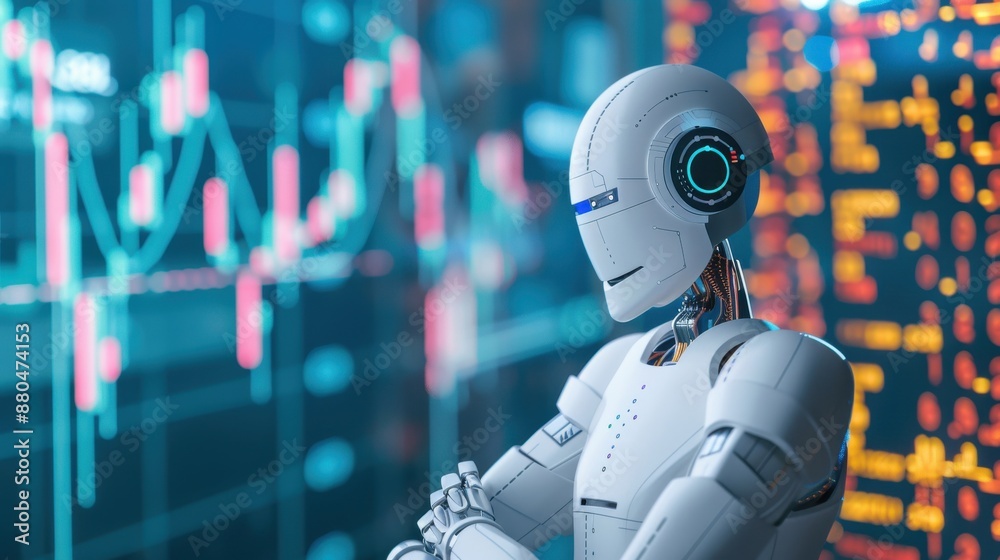 Poster ai-driven financial trading algorithms at work, ai in finance, predictive analytics
