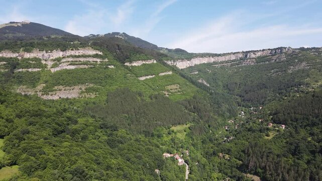 Amazing Aerial view of iskar gorge near village of Bov, Balkan Mountains, Bulgaria
