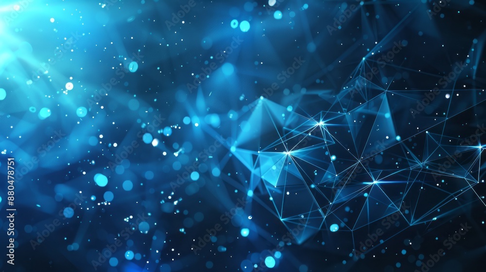 Wall mural blue geometric shapes forming an abstract technology background with circuit patterns and digital gr