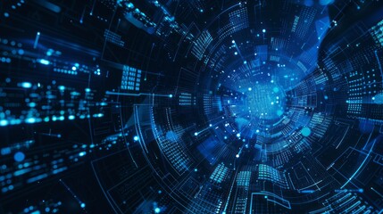 Blue geometric shape abstract technology background, futuristic digital pattern design for tech projects, websites, and innovation-themed presentations


