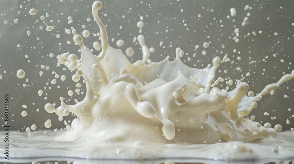 Poster cream splash abstract art on studio backdrop