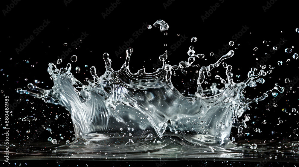 Poster Dynamic Water Splash in High-Speed Capture on Studio Backdrop.