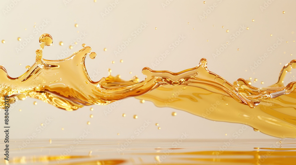 Poster Dynamic Liquid Soap Splash with Abstract Patterns on Plain Studio Background