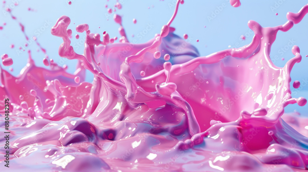 Poster Colorful Liquid Candy Splash Creating Abstract Shapes on Studio Background