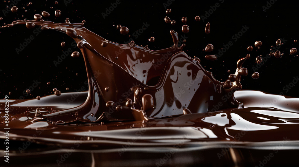 Poster sweet chocolate splash: abstract shapes on studio background
