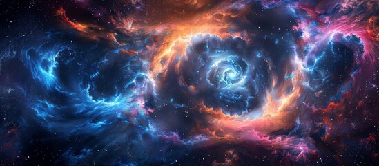 Stunning Cosmic Nebula with Vibrant Colors and Swirling Patterns in Deep Space