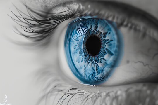 Photograph of an eye and vision test by an ophthalmologist