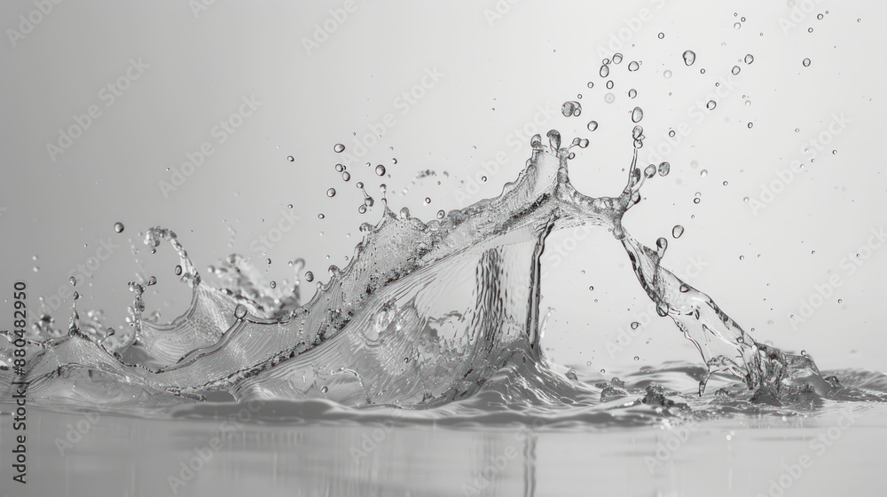 Poster dynamic water splash freeze frame on plain background