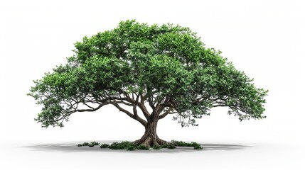 Obraz premium Tree With Green Leaves on White Background