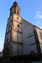 Blick auf eine Historische Kirche im Zentrum von Dippoldiswalde in der Sächsischen Schweiz