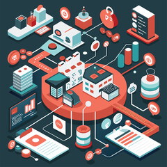 Fototapeta premium Isometric Building City Palace Private